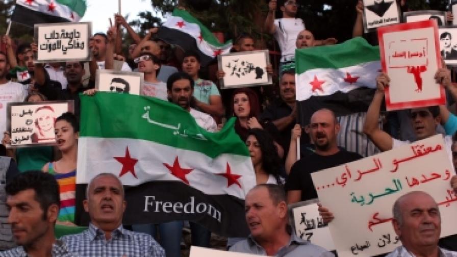 Бегълци от насалието на властите в Сирия, протестират от израелска територия - на границата при Голанските възвишения