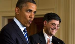 Барак Обама (л) и Джак Лю