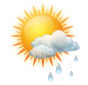 Partly cloudy and light rain